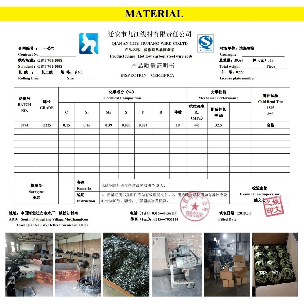 Wire Collated Coil Nail with Polished in Ring Shank for Pneumatic Guns