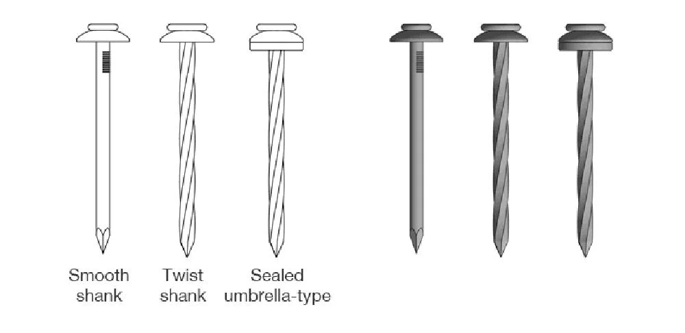 Umbrella Head Twisted Screw Shank Roofing Nails with Rubber Washer