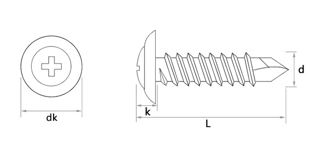 Wafer Head for All Recess Self Drilling Screw for Furniture